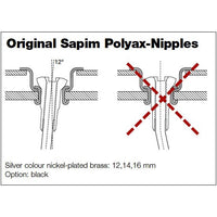 SAPIM BRASS POLYAX NIPPLE, 14G/12MM - SECURE LOCK - NEGRO