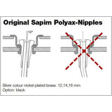 SAPIM BRASS POLYAX NIPPLE, 14G/12MM - SECURE LOCK - NEGRO