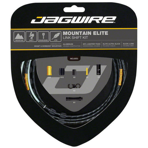 KIT DE CABLES DE CAMBIO JAGWIRE MOUNTAIN ELITE SRAM/SHIMANO CON ULTRA SLICK SIN REVESTIMIENTO - EDICION LIMITADA